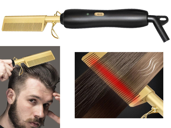 Electric comb hair straightener brush