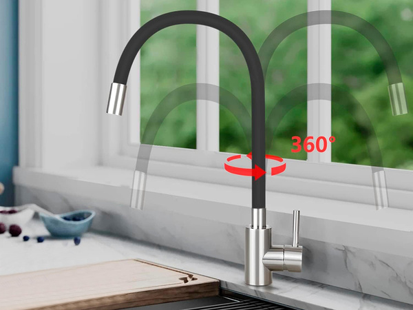Flexible küchenarmatur mit schwenkbarem auslauf 360 flexibel