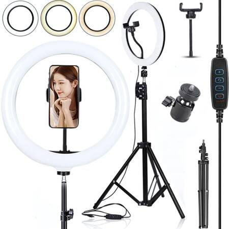 Led ring light + phone holder + tripod 100cm 3 shades