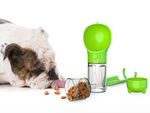 Bouteille distributeur de nourriture augeau pour chien chat bol avec distributeur de sacs 300 ml