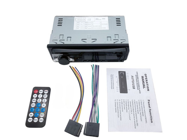 Autoradio bluetooth usb aux sd 1-din microphone + pilot 4 x 60w