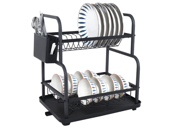 Lave-vaisselle séchoir assiettes couverts tasses égouttoir à deux niveaux avec plateau