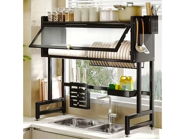 Trockner für geschirr, teller und besteck grosser abtropfbecher schrank organizer 65 cm