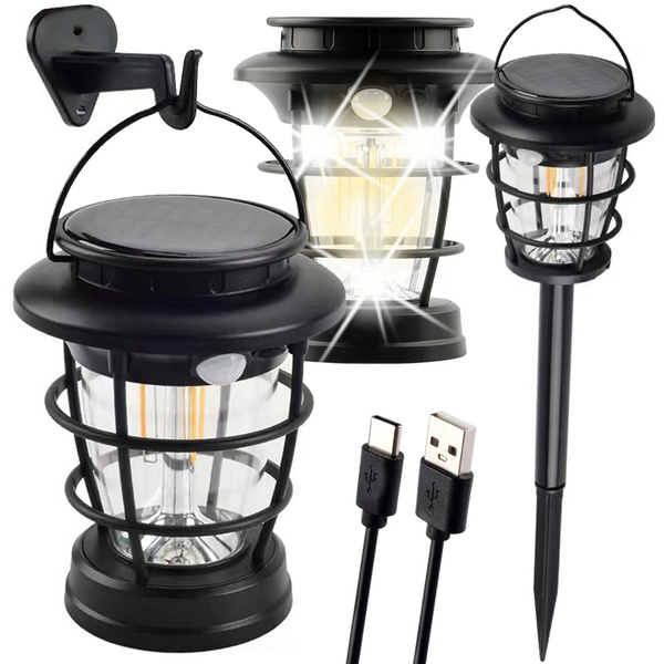 Lanternă solară de camping led lanternă de grădină usb dusk senzor de mișcare