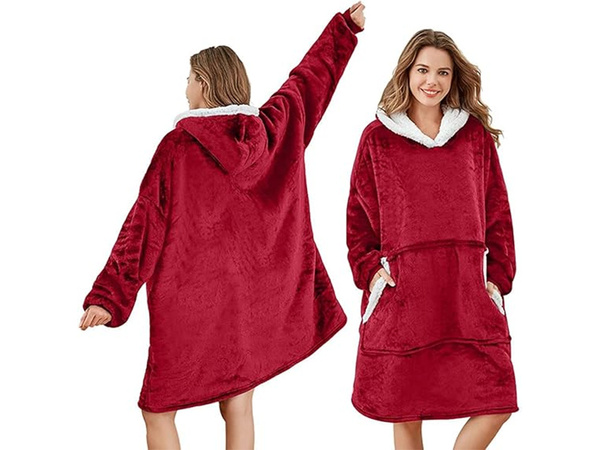 Warmes sweatshirt oversize-decke xxl 2in1 dickes fell weiches kapuzenmantel
