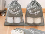 Shoe bag clothes storage bag travel with drawstring grey