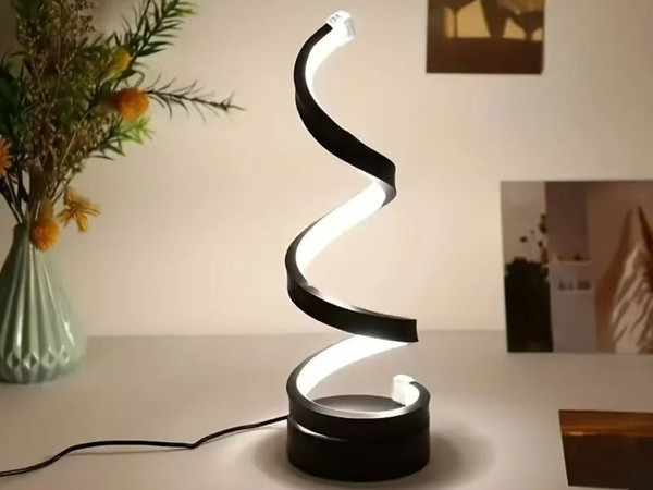 Lampe spirale LED de bureau à 3 couleurs de lumière, USB, réglage de la luminosité