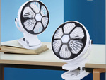 Stolní ventilátor s klipem a světlem 3 dobíjecí režimy