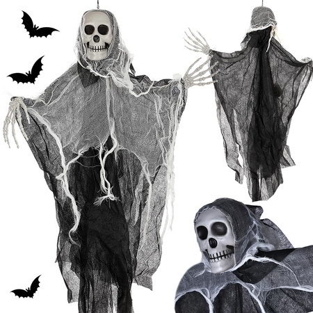 Halloween dekoráció függő dekoráció szellem csontváz halál koponya 80 cm