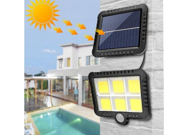 Lampă solară 120 led cu senzor de mișcare crepusculară