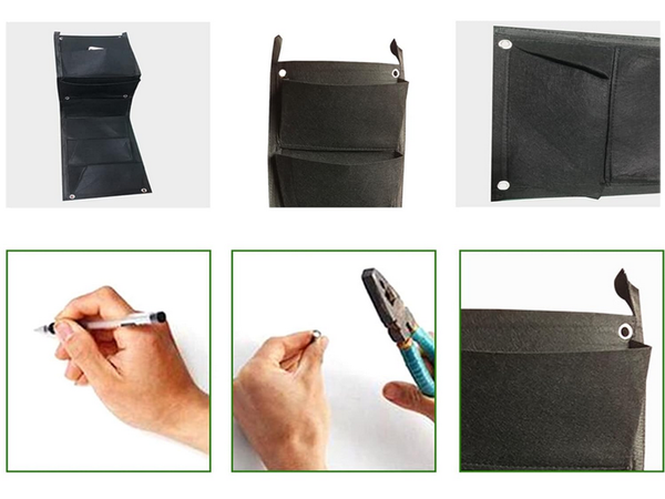 Vertikálne vrecko na rastliny visí plsť 7 vreciek na sadenice dekorácie