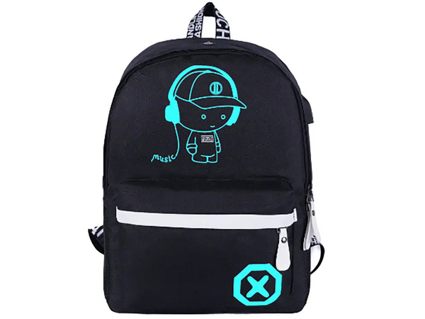 Skolas mugursoma jauniešu mūzikas atstarojoša usb daudznodalījumu luminiscējoša