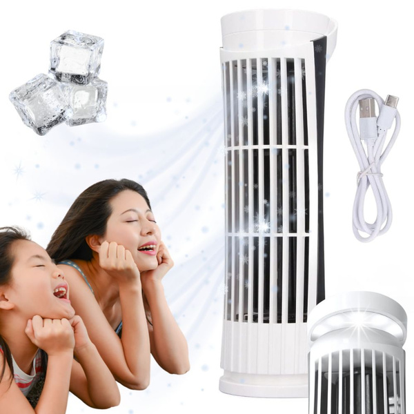 Mini ventilador de sobremesa de columna con luz led 2 velocidades usb funcionamiento silencioso