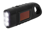 SOLÁRNÍ DYNAMO SVÍTILNA 3 LED KINETICKÁ RUČNÍ NAKRÁČENÁ NA KORBKU KLIP