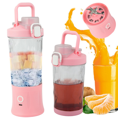 Tragbarer USB-Smoothie-Mixer, kabelloser Eiszerkleinerer, rosa