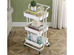Bathroom shelf, kitchen cabinet, mobile rack on wheels, 3 levels, white