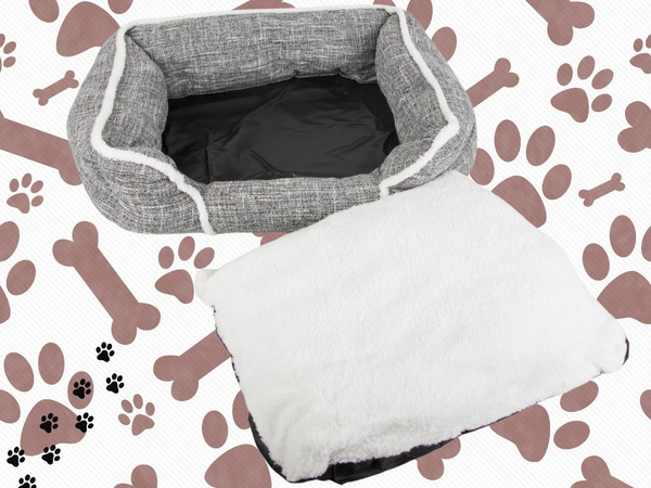 Dog bed soft comfortable fluffy bed with cushion size l