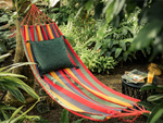 Colour striped garden hammak with single person 200x80 pocket etui