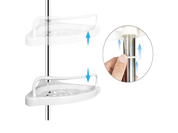 Bathroom corner shelf bath shower telescopic white shelf 4 levels