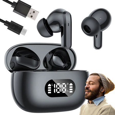 Bluetooth vezeték nélküli fülhallgató ledes töltő tokkal és mikrofonnal