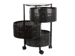 Kitchen shelf cupboard on wheels mobile trolley table 3 tier basket
