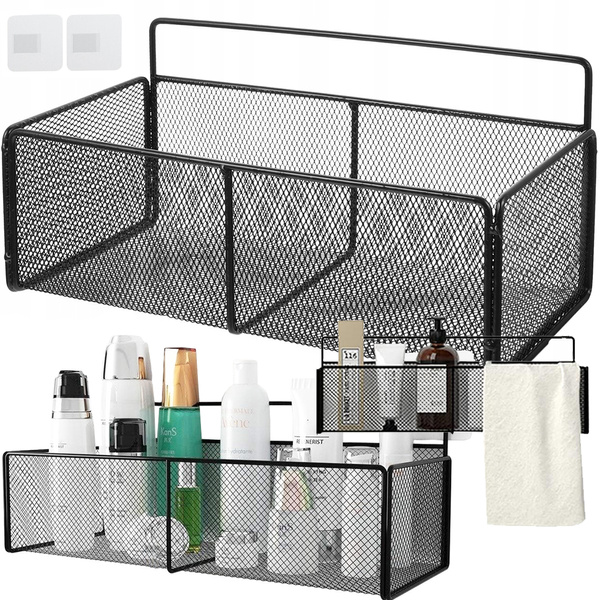 Agățat coș metal organizator agățat raft bucătărie negru