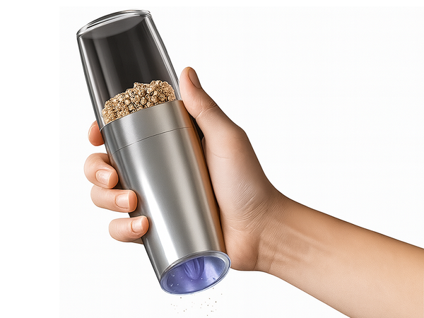 Elektrinis gravitacinis pipirų ir druskos malūnas su apšvietimu ir reguliavimu