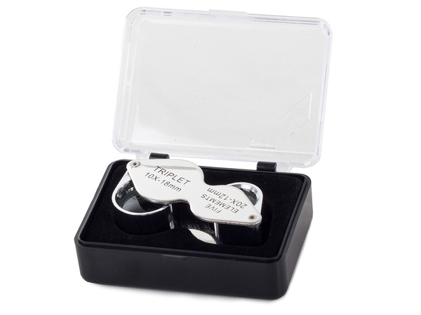 Loupe de poche pliante 10x 20x acier