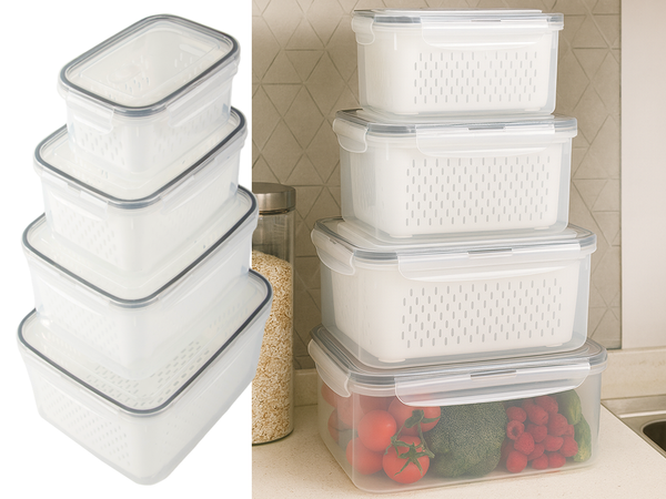 Recipientes de cocina para alimentos con cesta recipiente con junta 4 unidades