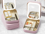 Make-up-spiegel mit led-beleuchtung organizer für reisekosmetik