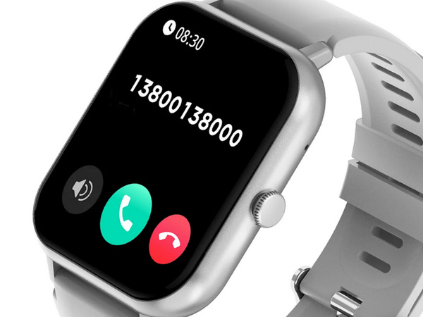 Ceas inteligent pentru femei și bărbați, curea din cauciuc, sport, apeluri Bluetooth, gri