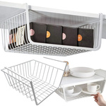 Hanging basket under shelf metal basket organiser kitchen basket white