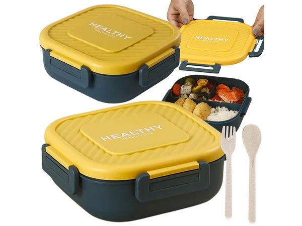 Lunchbox śniadaniówka pojemnik na śniadanie obiad z przegródkami sztućce