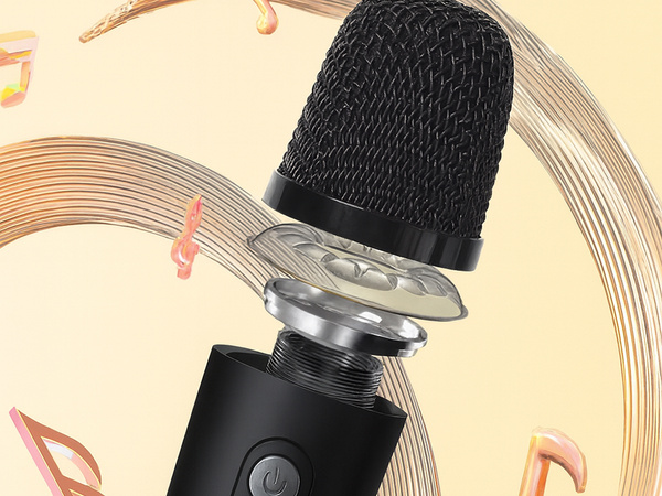 Bluetooth-karaoke-lautsprecher mit mikrofon led farbige quadrate musik rgb