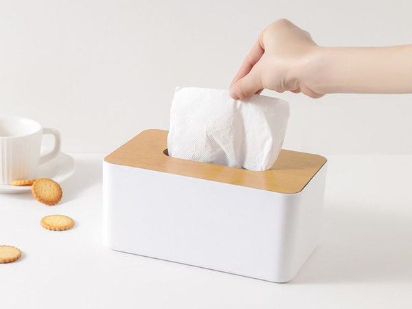 Caja para pañuelos de papel, organizador, pañoleta de bambú