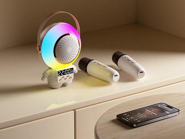Bezžīļu karaoke personāla komplekts bluetooth speaker + 2x mikrofons