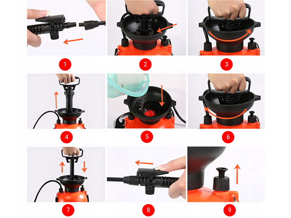 Pulverizador a presión jardín pulverizador manual lanza larga 5l correa
