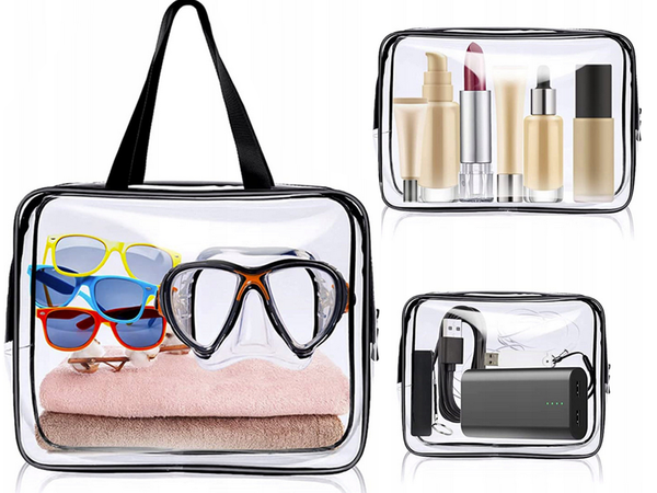 3-in-1 transparent cosmetics case for travel organiser for aeroplanes
