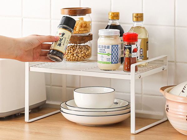 Single tier metal shelf for kitchen worktop kitchen organiser loft stand