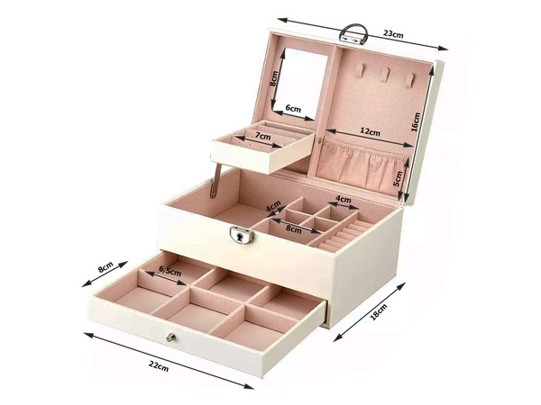 Šperkovnica organizér box zrkadlo prípad priestranný box