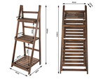 Wooden standing flower bed ladder three shelves plant shelf