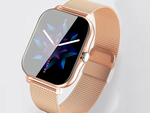 Smartwatch zegarek damski męski gumowy pasek sport bluetooth rozmowy złoty