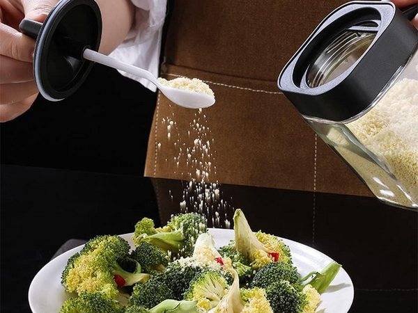 Glass spice containers with food spoon set of 3 pieces