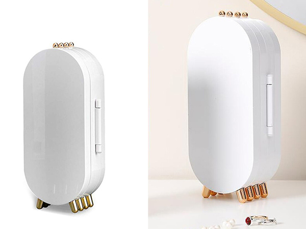 Organizator de bijuterii pliabil casetă de afișare oglindă stand alb