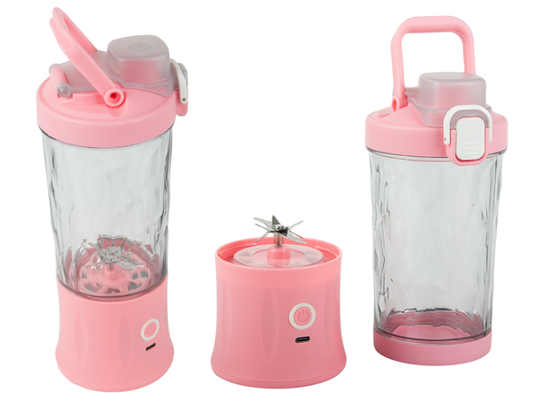 Smuuti blender, kaasaskantav, juhtmeta, jääpurustaja, roosa