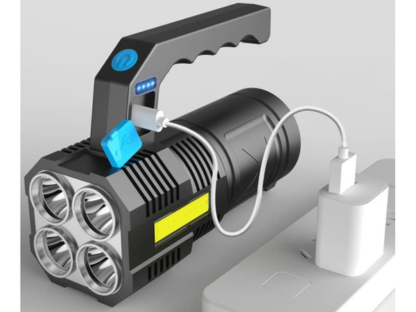 Uzlādējams ar akumulatoru darbināms led prožektors militārā policija 2 in 1