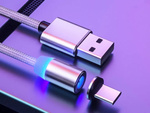 Magnetic charging cable 3w1 micro typ-c usb lightning 1m