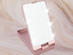 Led-illuminated cosmetic mirror for make-up, foldable travel mirror
