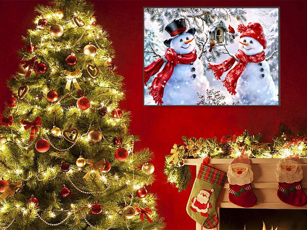 Diamantová výšivka snehuliak set vianočný 5d