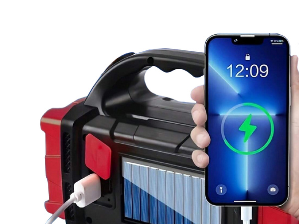 Napelemes zseblámpa hordozható újratölthető led cob powerbank reflektor